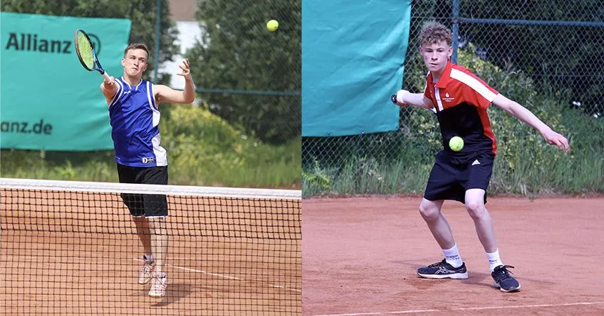 Zwei Spieler des TV Rahden im Ballwechsel, nebeneinander gestellt